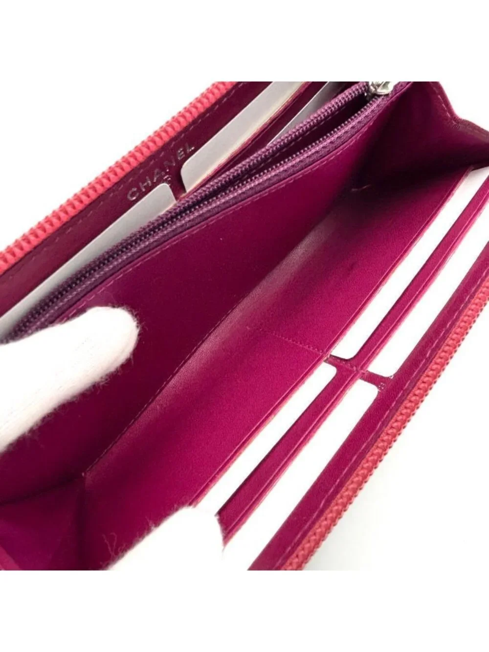 Chanel Wallet Camellia Embossed Zip Around